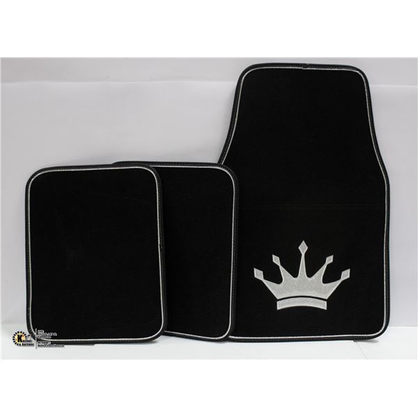 NEW BLACK WITH SILVER CROWN 4 PIECE FABRIC