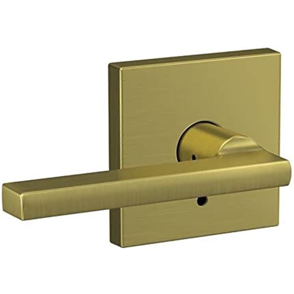 NEW SATIN BRASS DOOR LOCK AND LEVER KIT, SEALED