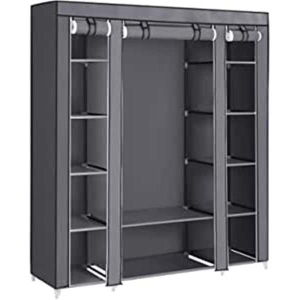 NEW SONGMICS GREY 59  FABRIC WARDROBE WITH DUST