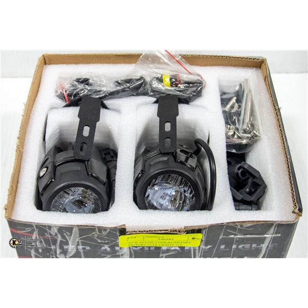 NEW SET OF 2 LED AUXILIARY MOTORCYCLE LIGHTS 12V