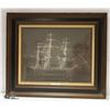 Image 3 : SET OF 4 FRAMED SHIP METALLIC ART - EACH 21" X 25"