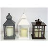 Image 1 : 3 PCS METAL FLAMELESS LANTERNS ASSORTED SIZES