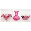 3 PIECE PINK GLASS LOT