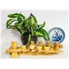 Image 1 : WOOD WALL ART, DECOR PLANT, DELFT PLATE