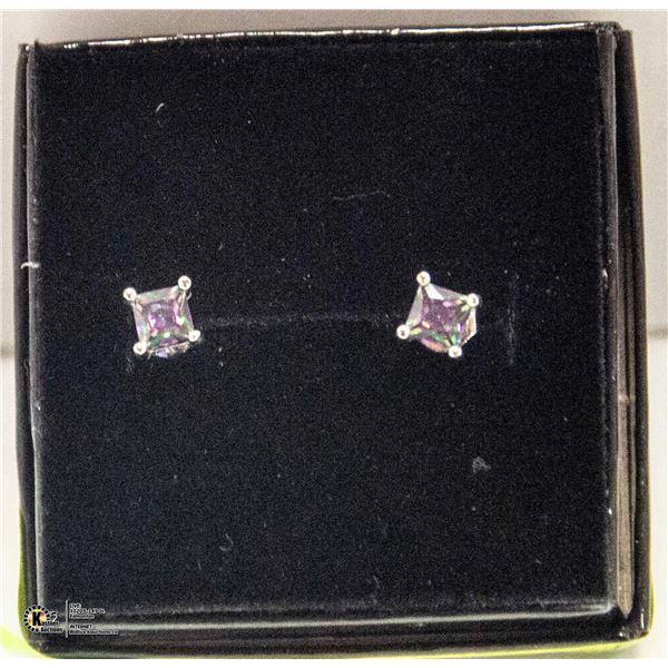 SM  SQUARE CUT MYSTIQUE QUARTZ STUD EARRINGS