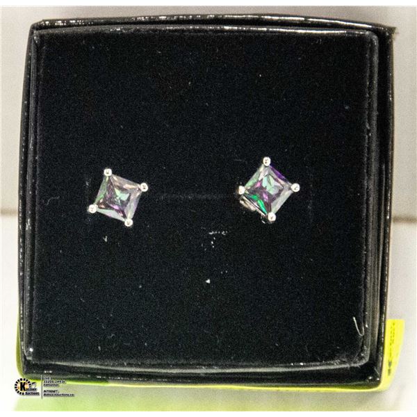 MED SQUARE CUT MYSTIQUE QUARTZ STUD EARRINGS