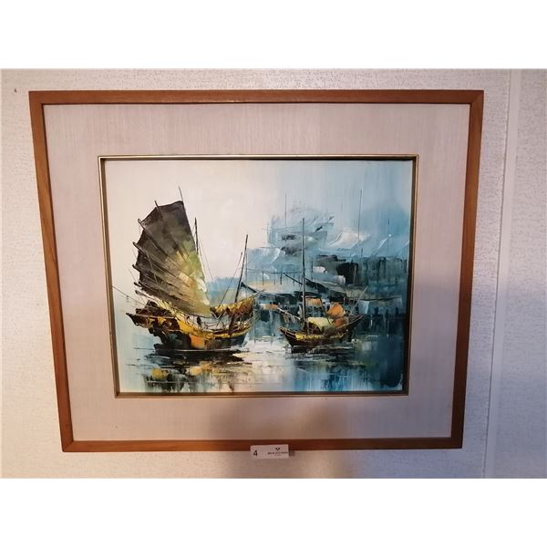 Canvas Painting of Ships by P.C Wong