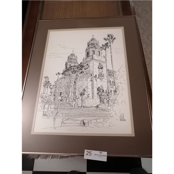 Sketch Print of Church by J. Hill