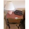 Image 1 : Vintage Bedside Table with Small Lamp and Clock Radio (Model No. EL1984)