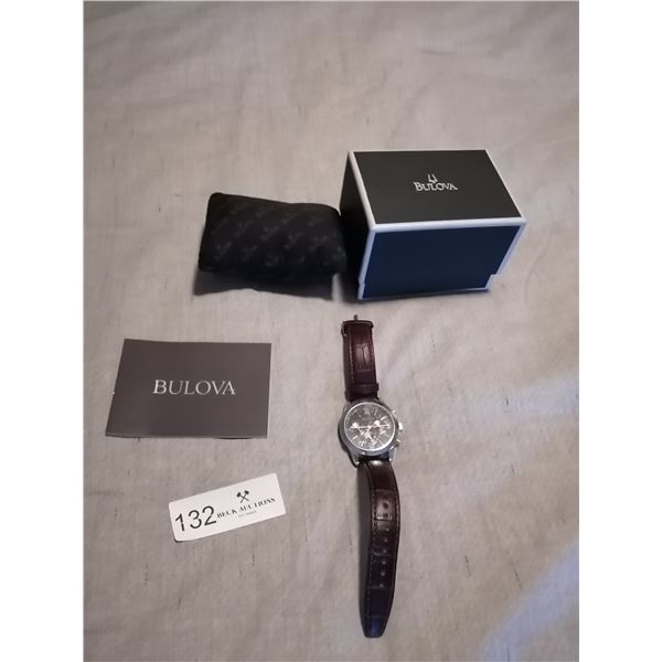 Mens' Bulova Watch with Genuine Leather Strap (Brand New!)