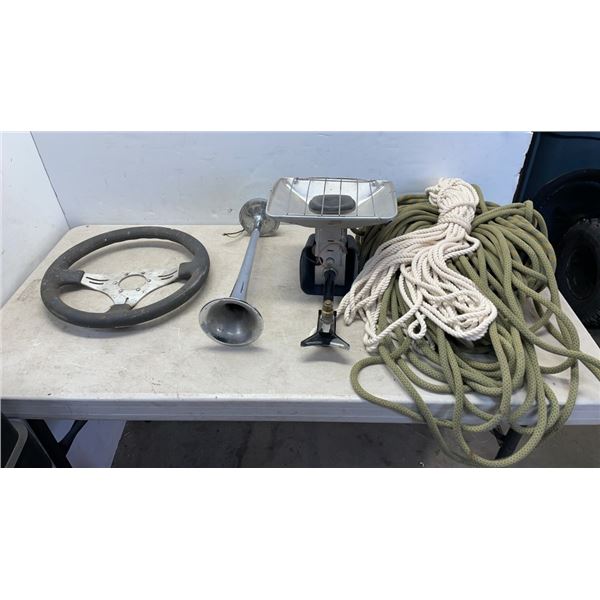 MARINE HORN WITH STEERING WHEEL, ROPE AND PROPANE HEATER