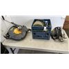Image 1 : CRATE OF LIFTING STRAPS, EMERGENCY RESCUE WINCH AND CIRCULAR SAW