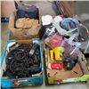 Image 1 : 4 TRAYS OF TOOLS, PROTECTIVE SHEILDS, TOOLBELTS AND ELECTRICAL WIRES