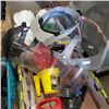 Image 3 : 4 TRAYS OF TOOLS, PROTECTIVE SHEILDS, TOOLBELTS AND ELECTRICAL WIRES