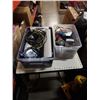 Image 1 : 2 BINS OF ELECTROINCS, CABLES, ELECTRICAL TESTERS