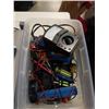 Image 8 : 2 BINS OF ELECTROINCS, CABLES, ELECTRICAL TESTERS