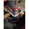 Image 1 : SIZE 8 STEEL TOE RAIN BOOTS, CHICKEN MESH, GARDEN STAKES, TOOLS