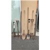 Image 1 : BUNDLE OF TOOLS, SHOVELS, RAKE, SPRADE, WRECKING BAR