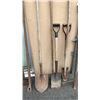 Image 3 : BUNDLE OF TOOLS, SHOVELS, RAKE, SPRADE, WRECKING BAR