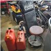 Image 1 : MAC TOOLS SHOP CREEPER AND MECHANICS STOOL AND 2 JERRY CANS