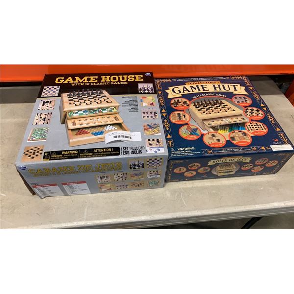 GAME HOUSE AND GAME HUT 8 AND 10 IN ONE BOARD GAME SETS