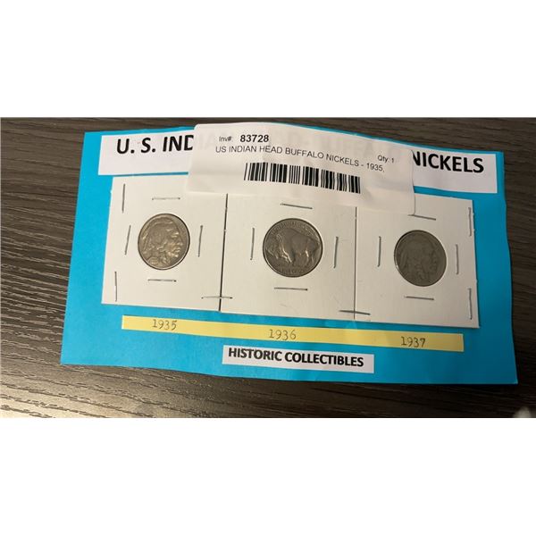 US INDIAN HEAD BUFFALO NICKELS - 1935, 1936, 1937