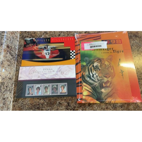 3 SPECIAL STAMP SETS - DIANA PRINCESS OF WALES, GILLES VILLENEUVE, 1998 YEAR OF THE TIGER