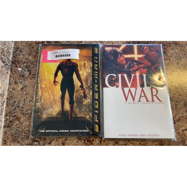 2 GRAPHIC COMICS - SPIDERMAN 2, MARVEL CIVIL WAR