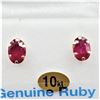 Image 1 : 10KT. YELLOW GOLD 7MM X 5MM NATURAL ENHANCED RUBY STUD EARRINGS, 2.2CTS OF RUBY, W/A $765.00