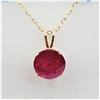 Image 1 : 10KT. YELLOW GOLD 8MM X 8MM NATURAL ENHANCED RUBY SOLITAIRE PENDANT WITH STERLING CHAIN, 2.65CTS, W/