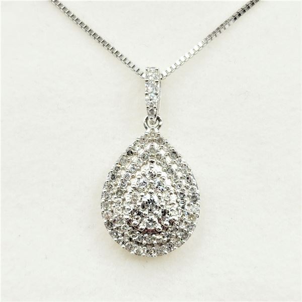 STERLING SILVER DIAMOND PENDANT WITH STERLING CHAIN, 67 DIAMONDS, 0.50CTS OF DIAMOND, W/A $1650.00