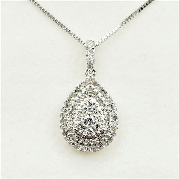 STERLING SILVER DIAMOND PENDANT WITH STERLING CHAIN, 67 DIAMONDS, 0.50CTS OF DIAMOND, W/A $1650.00