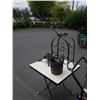 Image 1 : METAL WINE RACK WITH METAL HANGING BASKET STAND CAST IRN STAND AND METAL STAND