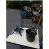 Image 3 : METAL WINE RACK WITH METAL HANGING BASKET STAND CAST IRN STAND AND METAL STAND