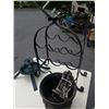 Image 8 : METAL WINE RACK WITH METAL HANGING BASKET STAND CAST IRN STAND AND METAL STAND