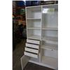 Image 2 : WHITE SHELF UNIT WITH GLASS DOOR CABINET - 69 INCHES TALL, 66 INCHES LONG