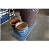 Image 2 : 29 INCH TALL POTTERY PLANTER AND 2 SMALL PLANTERS