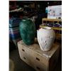 Image 1 : WHITE ADN GREEN PLANTERS - 2 FOOT TALL AND 19 INCHES TALL