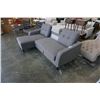 Image 2 : HOME ELEGANCE GREY FABRIC PULL-OUT SLEEPER SECTIONAL - RETAIL $1999 MISSING ONE BACK PILLOW