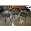Image 1 : 3 BLACK HOME ELEGANCE COUNTER HEIGH SWIVEL BARSTOOLS - RETAIL $299 EACH