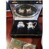 Image 2 : VINTAGE SILVER PLATED KNOWLES COLLECTOR DOLL WITH CRUM TRAY, AND CREAM SUGAR SET