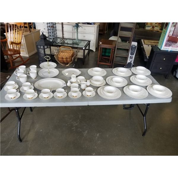 68 PIECES ROYAL ALBERT VAL DOR CHINA - INCLUDES CUPS, SAUCERS, PLATES, SALT AND PEPPER, PLATTERS