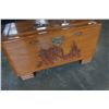 Image 2 : CARVED VINTAGE CEDAR TRUNK WITH TRAY