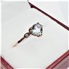 Image 2 : 10KT. ROSE GOLD 5.62MM X 6MM NATURAL AQUAMARINE (0.70CTS) & DIAMOND (0.02CTS) HEART RING, W/A $705.0