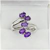 Image 1 : STERLING SILVER 5MMX 3MM NATURAL AMETHYST RING, 5 AMETHYST (0.80CTS), W/A $500.00, SIZE 7