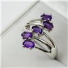 Image 2 : STERLING SILVER 5MMX 3MM NATURAL AMETHYST RING, 5 AMETHYST (0.80CTS), W/A $500.00, SIZE 7