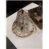 Image 2 : TRAY OF COLLECTIBLES AND LIGHT FIXTURE WITH PENDENTS