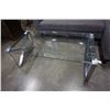 Image 1 : MODERN HOME ELEGANCE CHROME AND GLASS COFFEE TABLE - SMALL CHIP ON EDGE, RETAIL $299