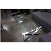 Image 2 : MODERN HOME ELEGANCE CHROME AND GLASS COFFEE TABLE - SMALL CHIP ON EDGE, RETAIL $299