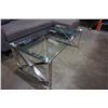 Image 4 : MODERN HOME ELEGANCE CHROME AND GLASS COFFEE TABLE - SMALL CHIP ON EDGE, RETAIL $299